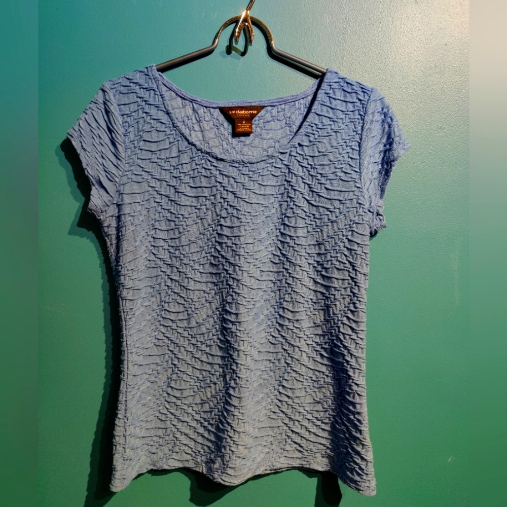Blue textured Liz Claiborne Medium women's top.